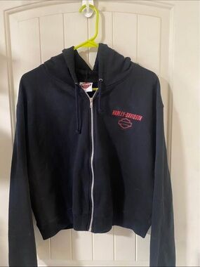 Harley-Davidson Black Hoodie with Orange Logo Patch